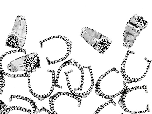 Antiqued Silver Tone Large Spiral Pinch Bail Set of 20