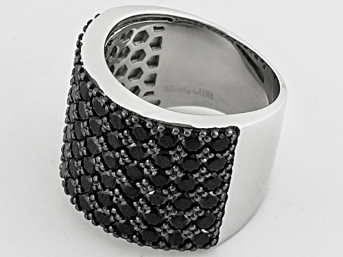 4.32ctw Round Black Spinel Sterling Silver Band Ring - Size 6