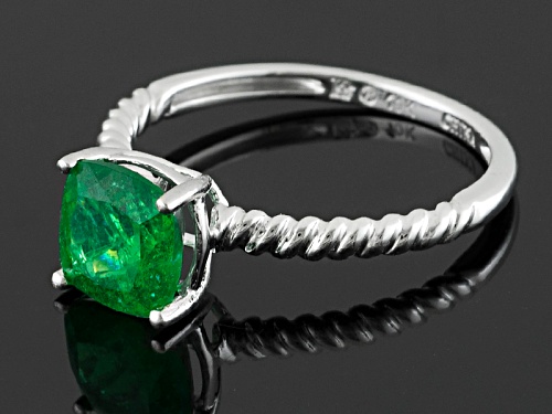 1.60ct Square Cushion Emerald Color Apatite Rhodium Over 10k White Gold Solitaire Ring - Size 7