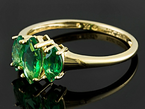 .95ctw Marquise Emerald Color Apatite 10k Yellow Gold 3-Stone Ring - Size 8