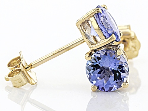 0.90ctw Blue Tanzanite 14k Yellow Gold Stud Earrings