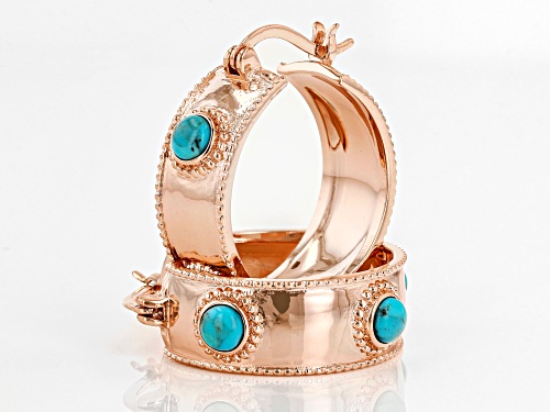Timna Jewelry Collection™ 4mm Round Blue Turquoise Copper Hoop Earrings