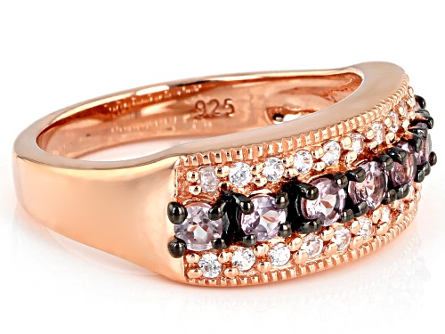 .47CTW ROUND COLOR SHIFT GARNET WITH .17CTW WHITE ZIRCON 18K ROSE GOLD OVER SILVER RING - Size 8