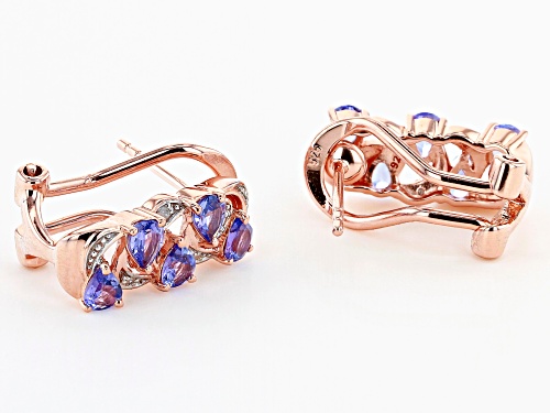 1.16ctw Pear shape Tanzanite With .01ctw White 4 Diamond Aceent 18k Rose Gold Over Silver Earrings