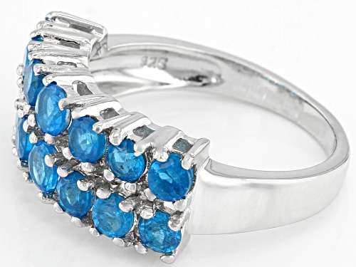 1.27ctw Round Neon Apatite Rhodium Over Sterling Silver Band Ring - Size 6