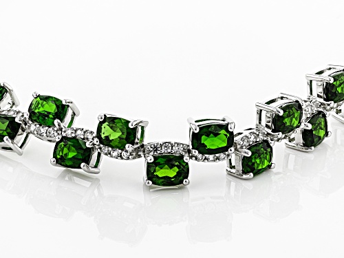 19.33ctw Russian Chrome Diopside with 2.08ctw White Zircon Rhodium Over Sterling Silver Bracelet - Size 8