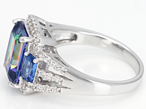 2.25ct blue petalite with .51ctw lab blue spinel and .30ctw white zircon rhodium over silver ring - Size 9