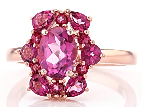 2.39CTW MIXED SHAPES PINK TOPAZ 18K ROSE GOLD OVER STERLING SILVER RING - Size 8