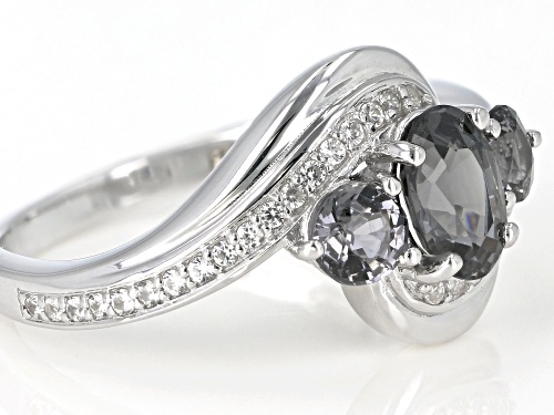 .95CTW OVAL AND ROUND PLATINUM COLOR SPINEL WITH .18CTW WHITE ZIRCON RHODIUM OVER SILVER RING - Size 8