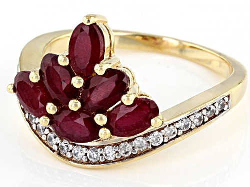 1.62ctw Oval Mahaleo® Ruby With 0.16ctw Round White Zircon 3K Gold Ring - Size 7