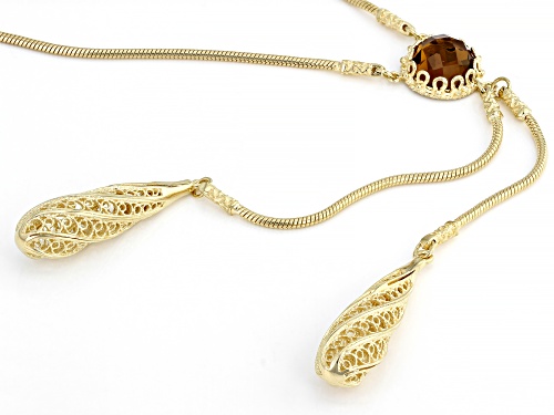 Artisan Collection Of Turkey™ 2.50ct Round Cognac Quartz 18k Yellow Gold Over Silver Necklace - Size 18