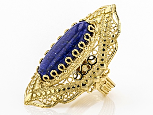 Artisan Collection of Turkey™ oval cabochon lapis 18k yellow gold over sterling silver ring - Size 5