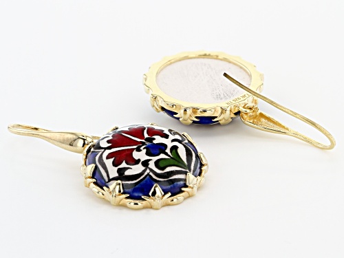 Artisan Collection of Turkey™ 18K Gold Over Silver Hand Painted Ceramic Chini Carnation Earrings