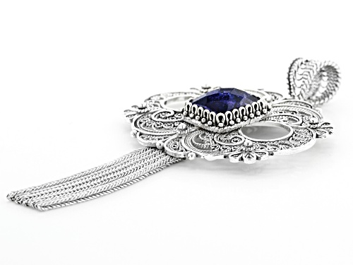 Artisan Collection Of Turkey™ 4.00ct Rectangular Blue Indian Sapphire Solitaire Tassel Pendant