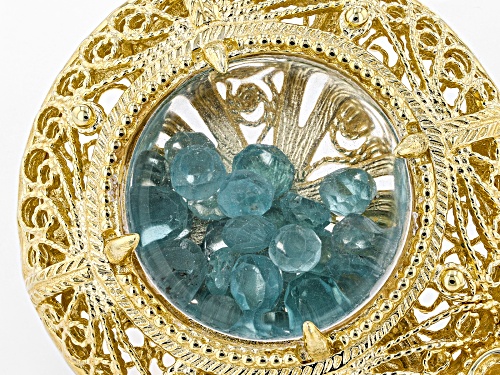 Artisan Collection of Turkey™ Loose Apatite Stones 18k Gold Over Silver Filigree Shaker Pendant