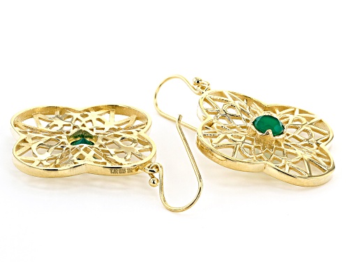 Artisan Collection of Turkey™ 0.85ctw Round Green Onyx 18K Yellow Gold Over Sterling Silver Earrings