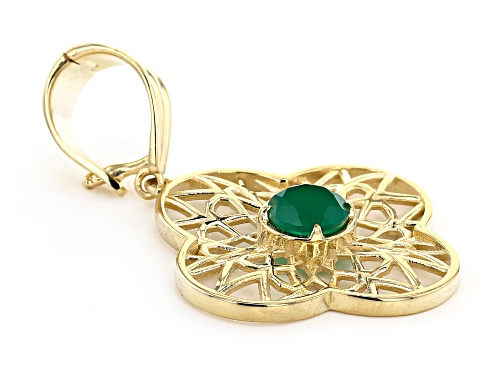 Artisan Collection of Turkey™ 1.90ctw Round Green Onyx 18K Yellow Gold Over Sterling Silver Enhancer
