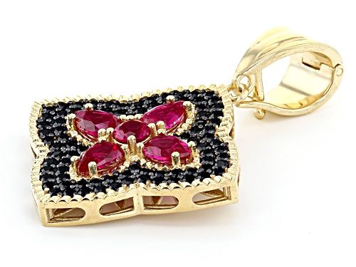 Artisan Collection of Turkey™ 2.25ctw Lab Ruby,1.55ctw Black Spinel 18K Gold Over Silver Enhancer