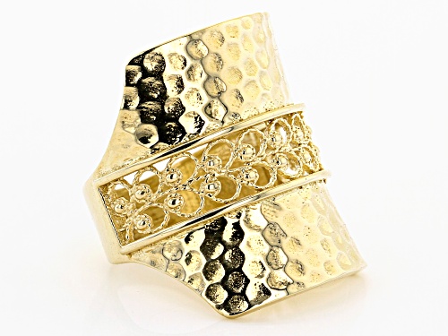 Artisan Collection of Turkey™ 18k Yellow Gold Over Sterling Silver Filigree Hammered Ring - Size 5