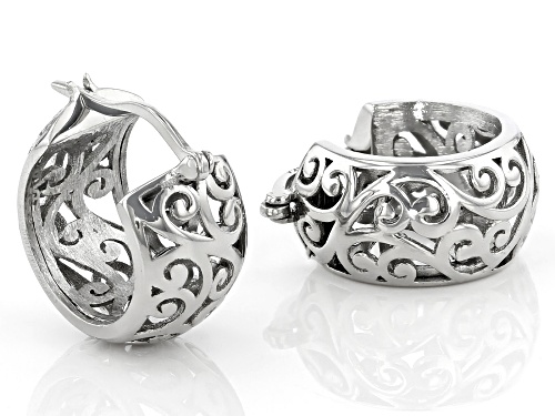 Artisan Collection of Turkey™  Rhodium Over Sterling Silver Filigree Huggie Earrings