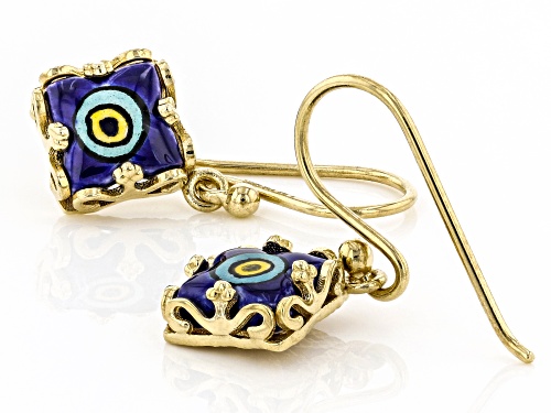 Artisan Collection of Turkey™ Ceramic Evil Eye 18K Yellow Gold Over Sterling Silver Earrings