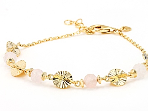 Artisan Collection of Turkey™ 6mm Rose Quartz 18k Yellow Gold Over Sterling Silver Bracelet - Size 7.5