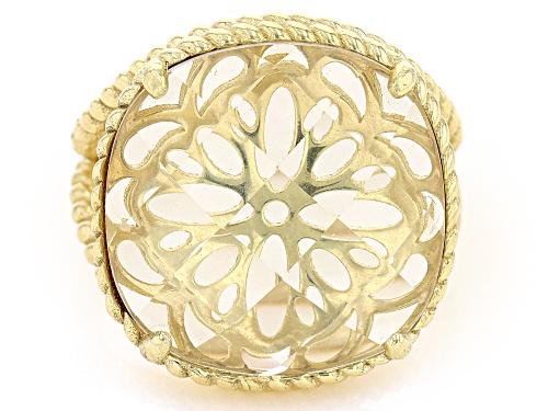 Artisan Collection of Turkey™ 18mm Cushion Quartz With Underlay 18k Yellow Gold Over Silver Ring - Size 11