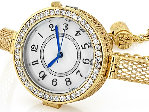 Artisan Collection of Turkey™ White Mother-Of-Pearl 18k Gold Over Bronze with Cubic Zirconia Watch