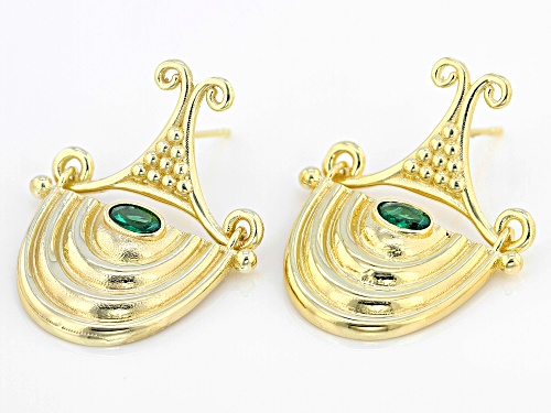Artisan Collection of Turkey™ Green Crystal 18K Yellow Gold Over Sterling Silver Earrings