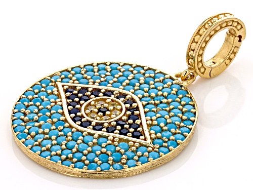 Artisan Collection of Turkey™ Crystal & Cubic Zirconia 18K Gold Over Silver Evil Eye Pendant