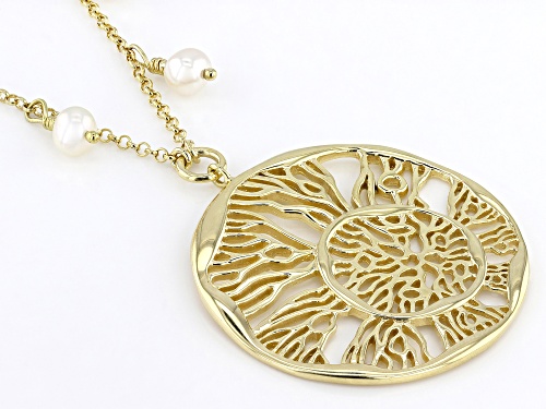 Artisan Collection of Turkey™ Cultured Freshwater Pearl 18K Gold Over Silver Medallion Necklace - Size 18