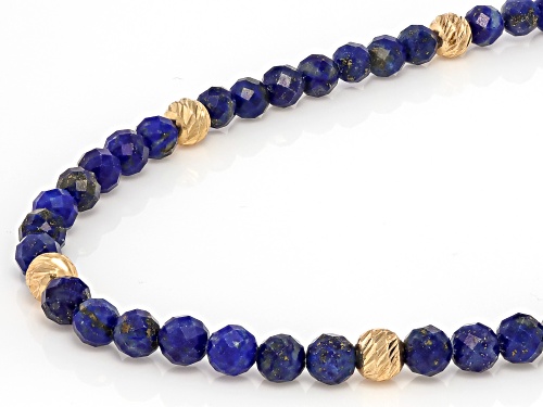 Artisan Collection of Turkey™6mm Beaded Lapis Lazuli 18K Yellow Gold Over Sterling Silver Necklace - Size 18