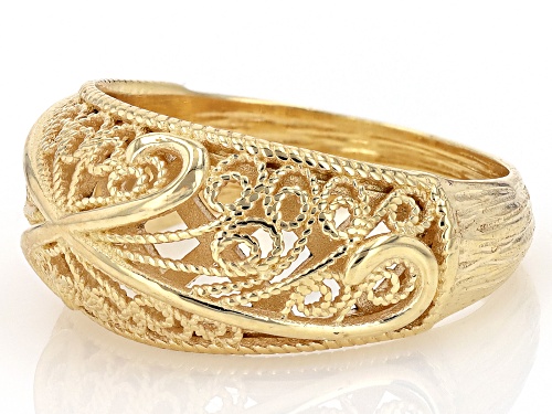 Artisan Collection of Turkey™ 18K Yellow Gold Over Sterling Silver Filigree Scrollwork Band Ring - Size 10