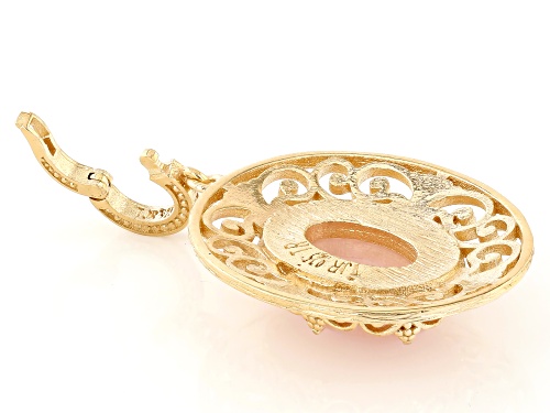 Artisan Collection of Turkey™ 14x10mm Morganite 18K Gold Over Silver Scrollwork Enhancer Pendant