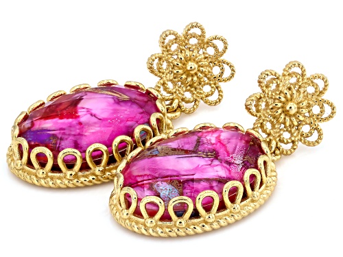 Artisan Collection of Turkey™ Turquoise & Purple Spiny Oyster Doublet 18k Gold Over Silver Earrings