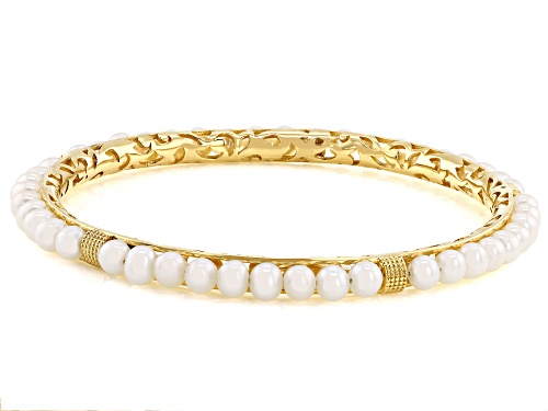 Artisan Collection of Turkey™ Cultured Freshwater Pearl 18K Gold Over Silver Bangle Bracelet - Size 7.5