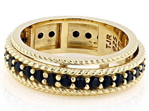 Artisan Collection of Turkey™ Black Spinel 18K Gold Over Sterling Silver Spinner Ring - Size 7