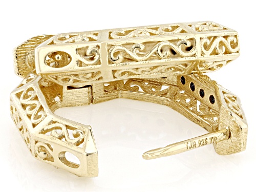 Artisan Collection of Turkey™ Black Spinel 18K Gold Over Sterling Silver Heptagon Hoop Earrings