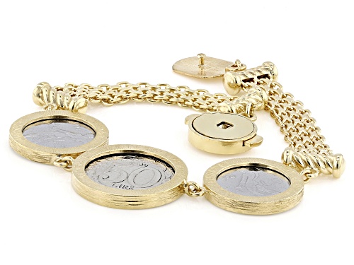 Artisan Collection of Turkey™ 18K Gold Over Silver Italian Lira Coin Bracelet - Size 7.5