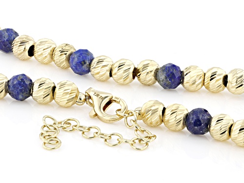 Artisan Collection of Turkey™6mm Beaded Lapis Lazuli 18K Yellow Gold Over Sterling Silver Necklace - Size 18