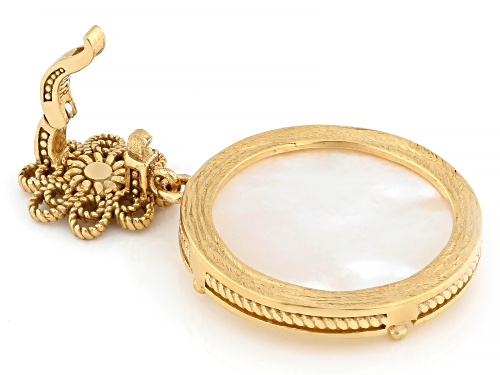 Artisan Collection of Turkey™ 18mm Mother-of-Pearl 18K Gold Over Sterling Silver Floral Enhancer