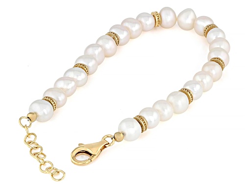 Artisan Collection of Turkey™ 6.5-7mm Cultured Freshwater Pearl 18K Gold Over Silver Bracelet - Size 7