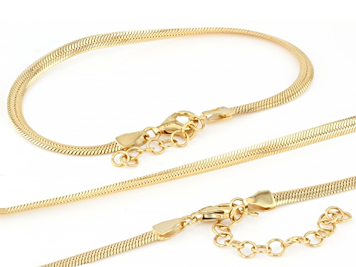 Artisan Collection of Turkey™ 18K Gold Over Sterling Silver Herringbone Necklace & Bracelet Set