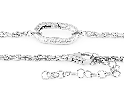 Artisan Collection of Turkey™ Platinum Over Sterling Silver Hammered Oval Enhancer Chain Necklace - Size 18