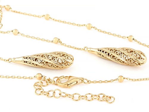 Artisan Collection of Turkey™ 18K Gold Over Sterling Silver Filigree Tear Drop Necklace - Size 18