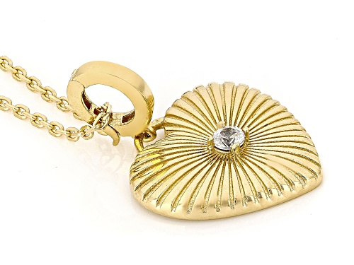Artisan Collection of Turkey™ White Zircon 18K Gold Over Silver Heart Enhancer Pendant With Chain