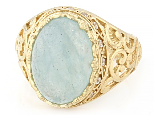 Artisan Collection of Turkey™ 14x10mm Aquamarine With Bella Luce® 18K Gold Over Silver Ring - Size 7