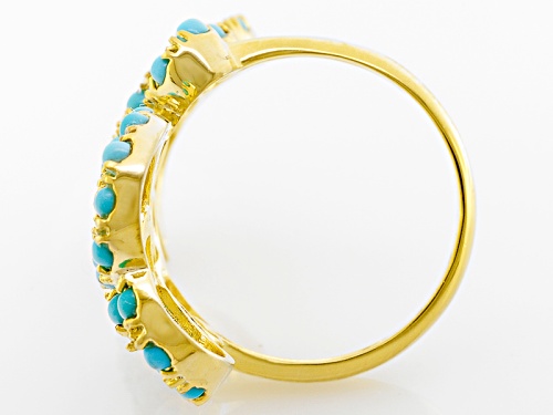 2mm Round Sleeping Beauty Turquoise 18k Yellow Gold Over Brass Ring - Size 8