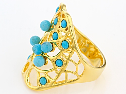 Tehya Oyama Turquoise™ Blue Sleeping Beauty Turquoise 18k Gold Over Silver Tree Of Life Ring - Size 4