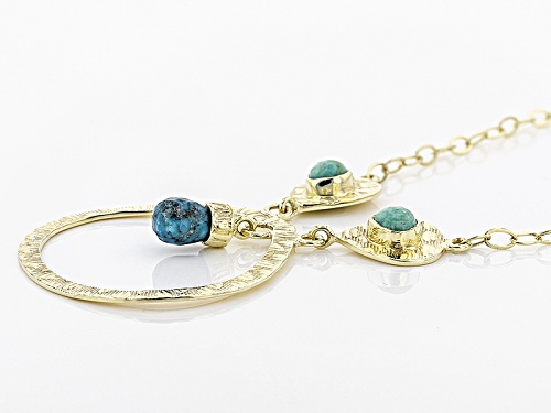 Tehya Oyama Turquoise™ Green And Blue Kingman Turquoise 18k Gold Over Silver Textured Necklace - Size 22